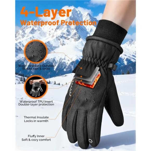 Unisex Winter Waterproof Touchscreen Gloves - Picture 3 of 7